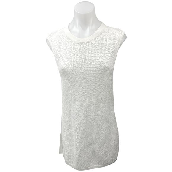 Aritzia Wilfred White Sleeveless Crochet Open Knit Sheer Cover Up Tank Dress S - Picture 1 of 5